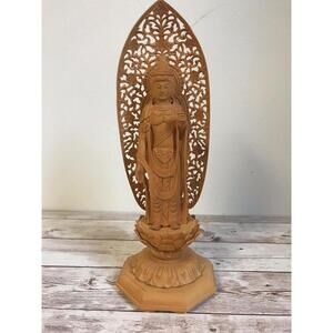 Boxwood Standing Kannon Bosatsu Statue